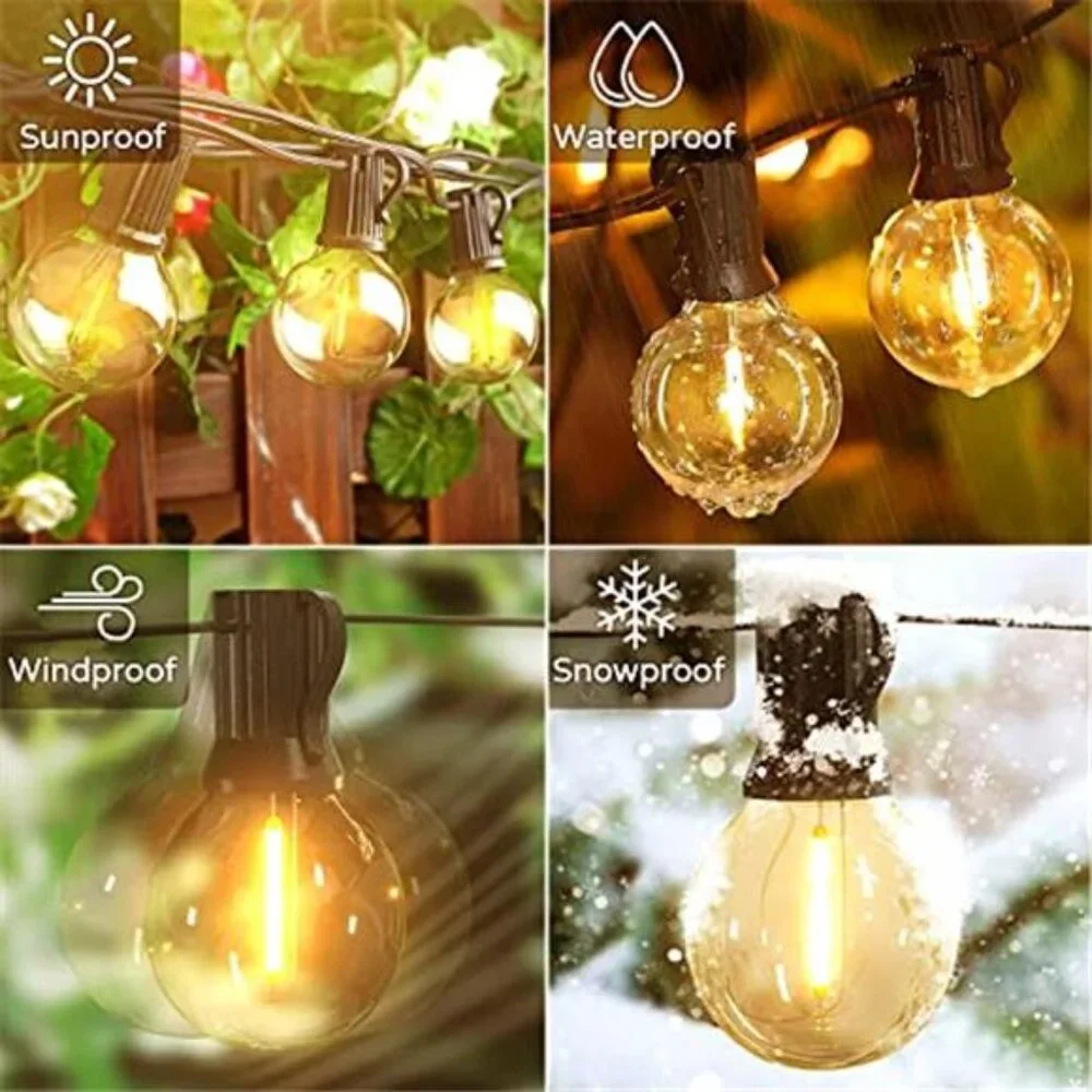 Outdoor String Lights 55FT LED Patio Lights Waterproof G40 Bulbs Backyard Cafe